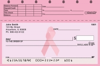 Pink Ribbon Top Stub Personal Checks