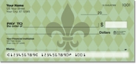 Green Fleur de Lis Personal Checks