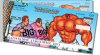 Bodybuilder Cartoon Side Tear Personal Checks