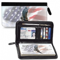 God Bless America Zippered Leather Checkbook Cover Accessories