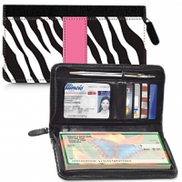 Zebra Print Zippered Wallet Checkbook Cover Accessories