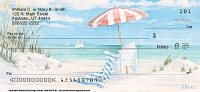 Beach umbrellas and beach chairs give you a view of the ocean on these beach checks Accessories
