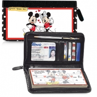 Mickey Loves Minnie Zippered Wallet Checkbook Cover Personal Checks