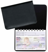 Black Leather Top Stub Checkbook Cover Personal Checks