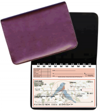 Burgundy Leather Top Stub Checkbook Cover Personal Checks