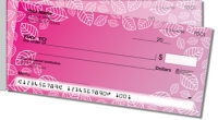 Pink Leaf Border Side Tear Personal Checks