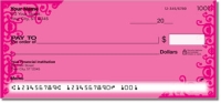 Pink Corner Scroll Personal Checks