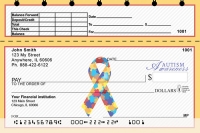 Autism Awareness Ribbon Top Stub Personal Checks